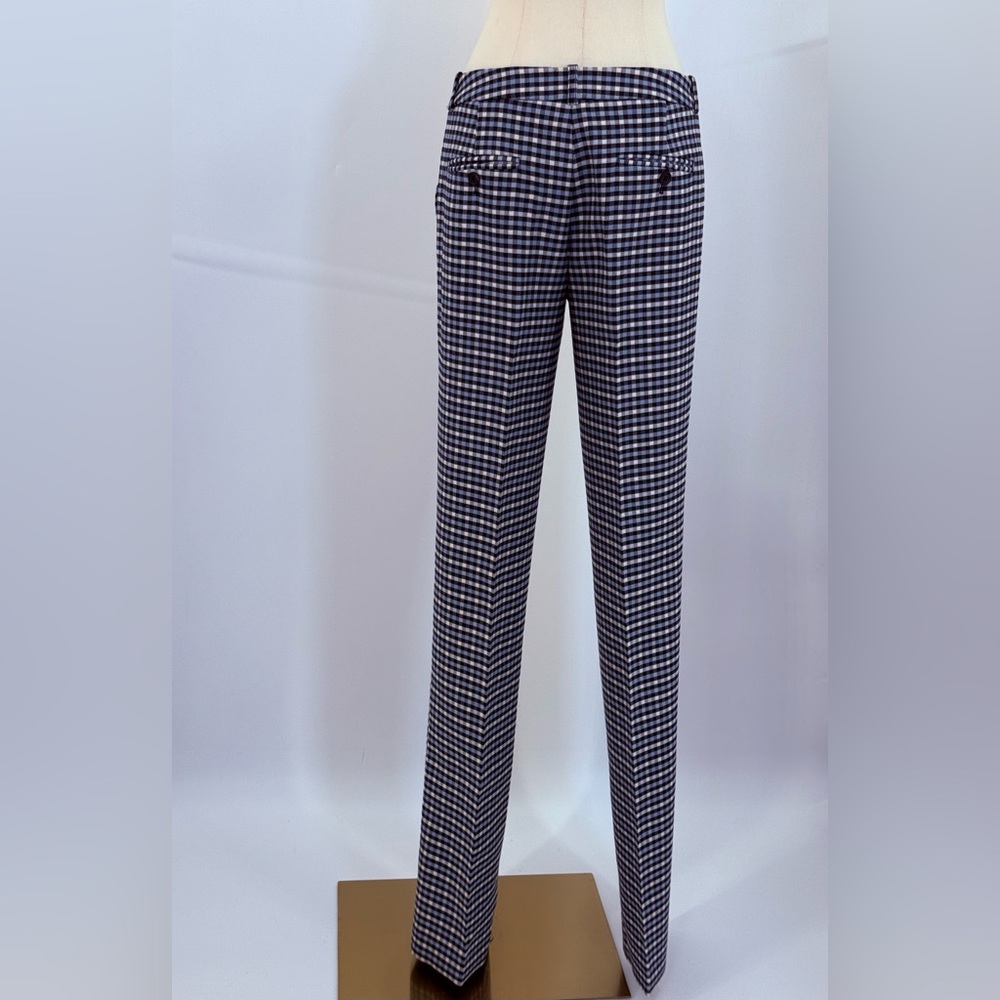 Michael Kors Collection High Waist Gingham Blue White Check Plaid Tailored Pants - Picture 13 of 16